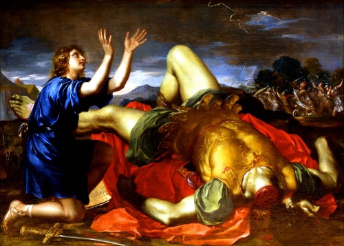 דוד מודה לאלוהים לאחר מותו של גוליית (מיוחס ל- Charles Errard the Younger המאה ה-18)